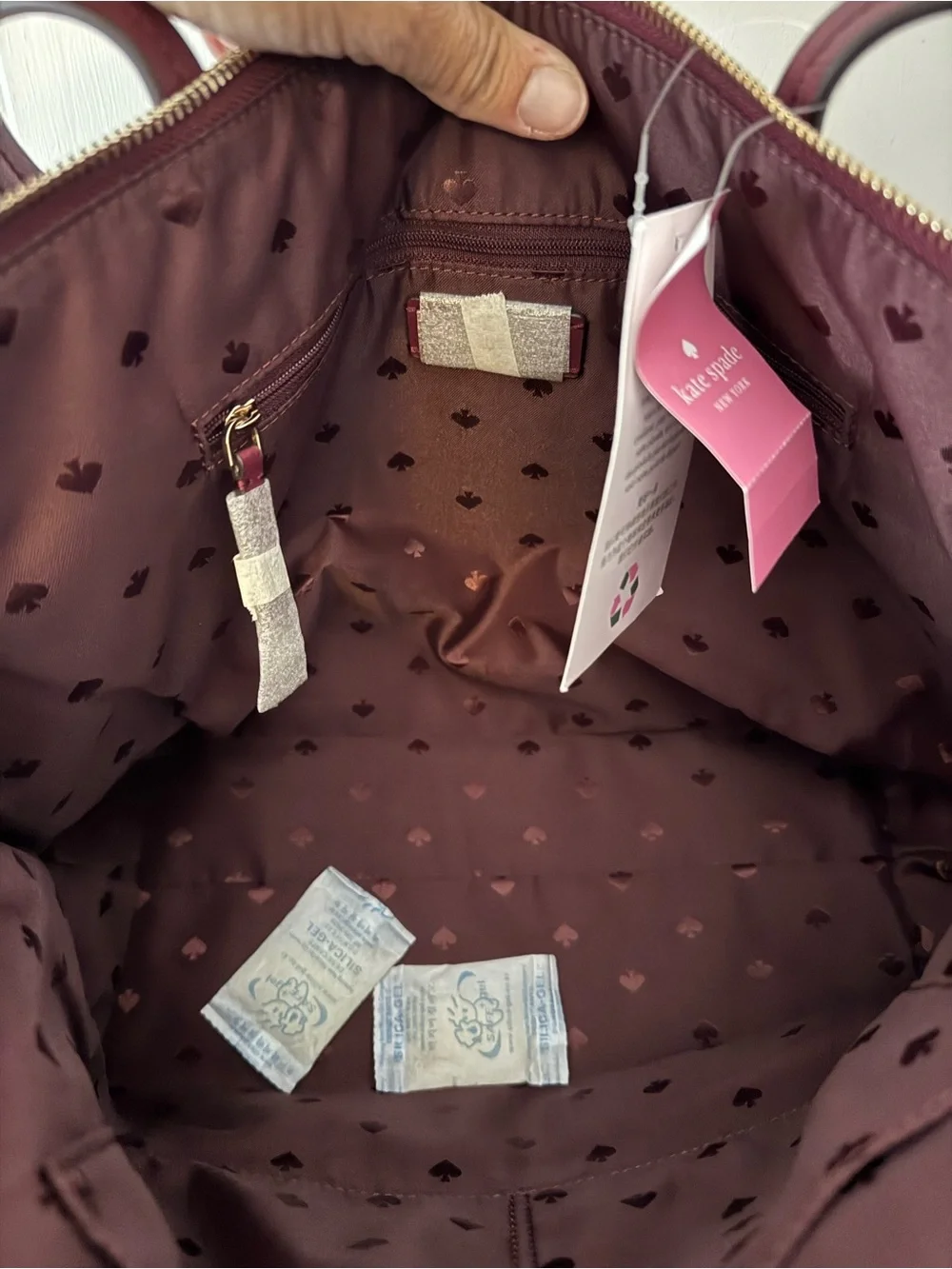 kate spade New York Hayden Burgundy and Pink Polka Dot Tote Bag